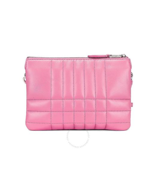 Burberry Pink Quilted Leather Lola Pouch Bag