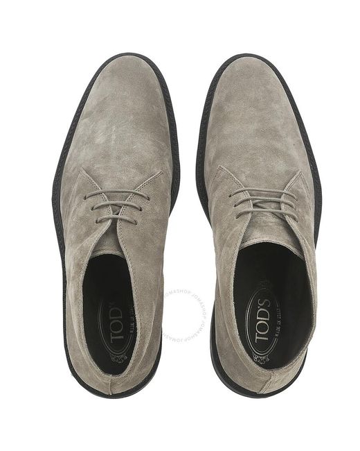 Tod's Gray Peat Suede Desert Boots for men