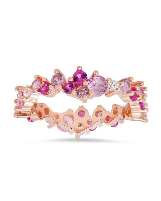 Kylie Harper Pink 14K Rose Over Abstract Sapphire Ombre Eternity Band Ring