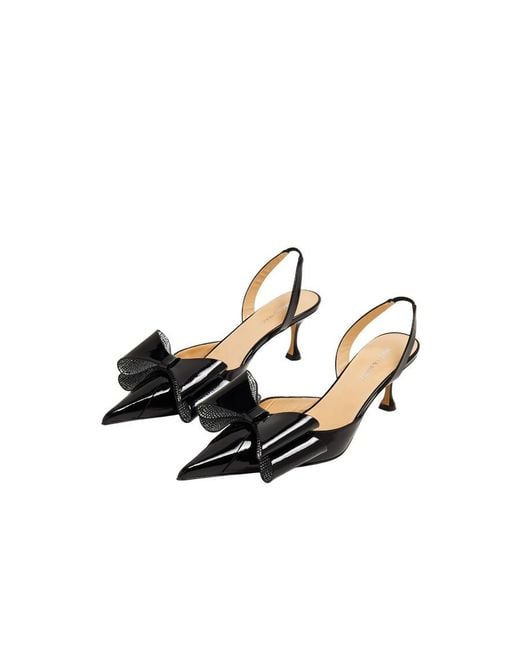 Mach & Mach Black Le Cadeau Patent Slingback Pumps