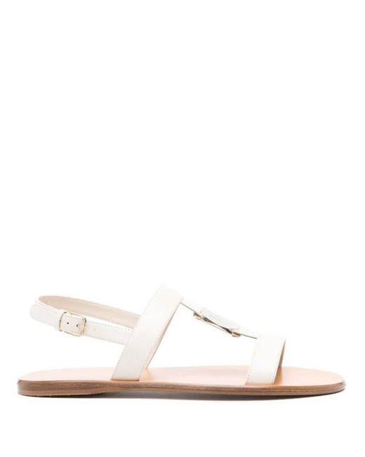 Ferragamo Natural Vida Nappa Flat Sandals