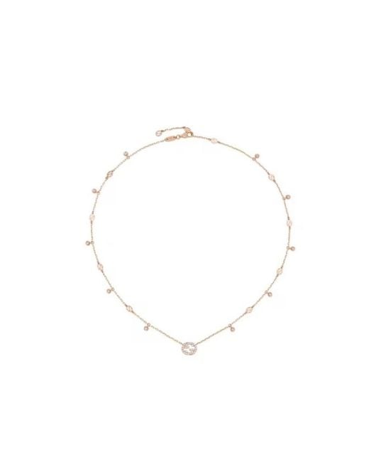 Gucci Metallic 18Kt Rose Interlocking Gg Necklace With 37 Round Diamonds Weighing 0.27Cttw