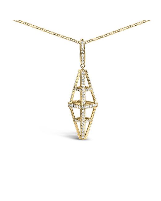 Haus of Brilliance White 14K 1.0 Cttw Diamond Studded Geometric Double Pyramid 18" Pendant Necklace