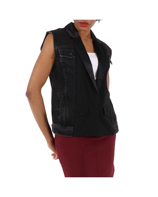 Filles A Papa Black 'Bonie' Denim Sleeveless Jacket, Brand Size 1