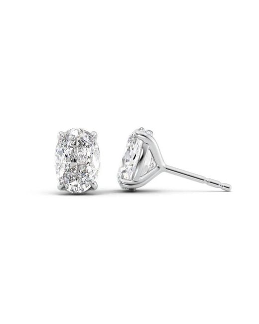 Tresorra Metallic 14K 4 Ctw Oval Cut Lab-Grown Diamond Igi Certified Stud Earrings