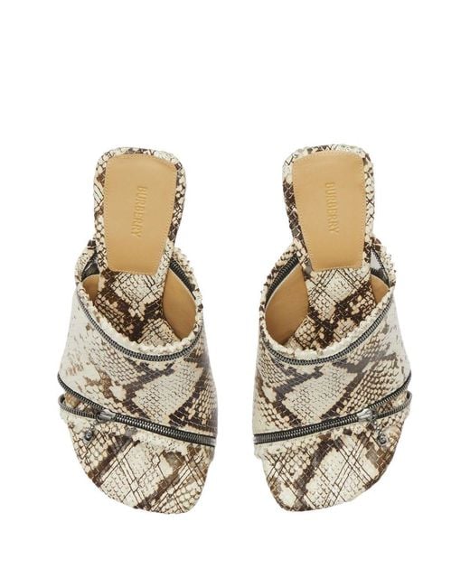 Burberry Metallic 85Mm Snakeskin Leather Sandals, Brand Size 40.5 Us
