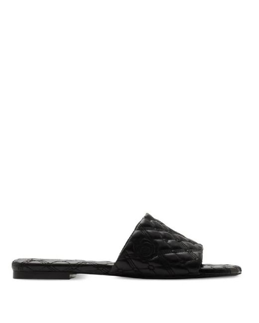 Burberry Black Quilted Leather Slides, Brand Size 38.5 Us