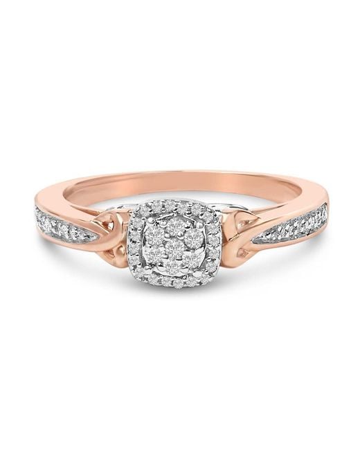 Haus of Brilliance Multicolor 14K Rose Plated Sterling 1/6 Cttw Diamond Knot Cluster Ring