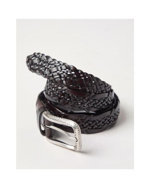 Brunello Cucinelli White Dark Braided Belt for men