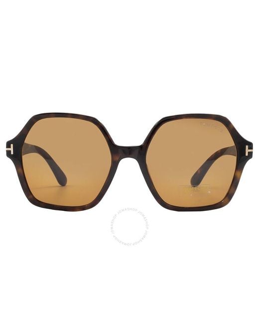 Tom Ford Romy Brown Hexagonal Sunglasses Ft1032 52e 56