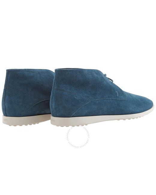 Tod's Blue Suede Lace-up Chukka Boots for men