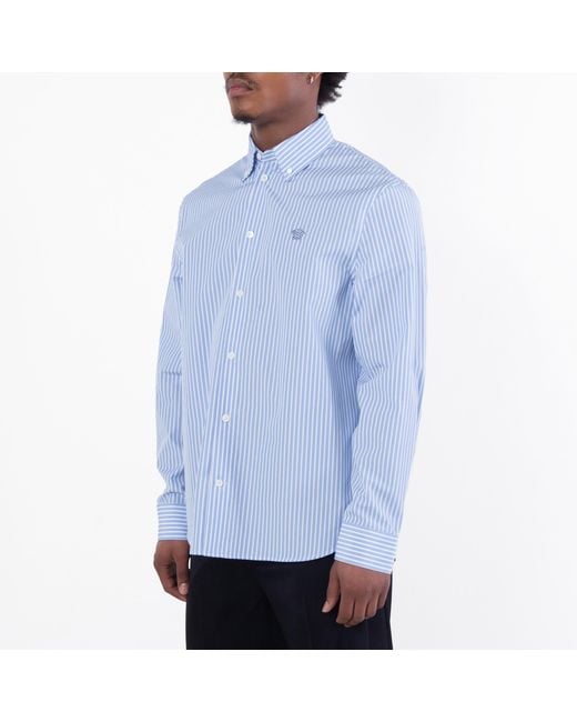 Versace Blue Medusa Striped Long-Sleeve Shirt, Brand Size 52 Us for men