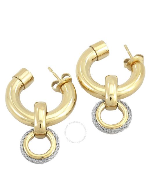 Charriol Metallic St. Tropez Mariner Yellow Gold Pvd Steel Cable Earrings