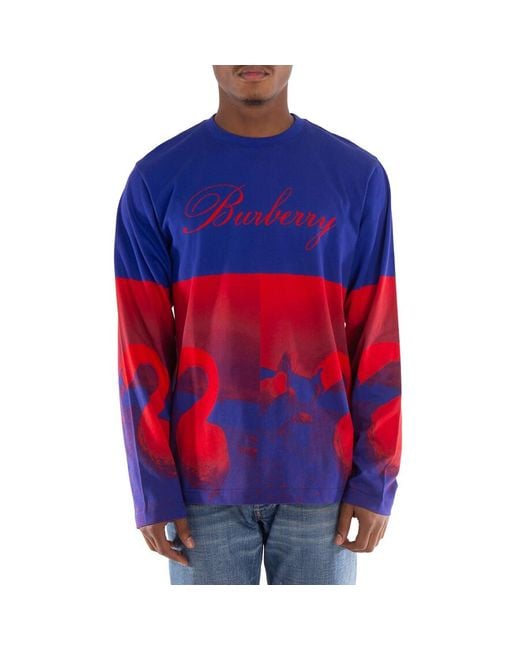 Burberry Blue Long Sleeve Swan Logo T-Shirt for men