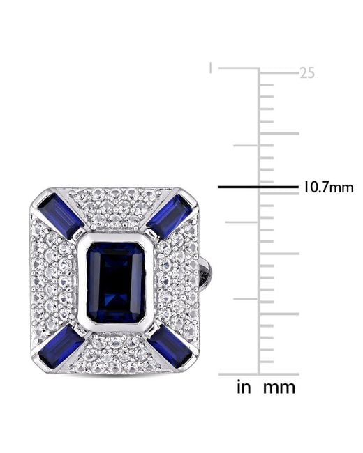 Amour Blue 5 4/5 Ct Tgw Created & Sapphire Geometric Cufflinks for men