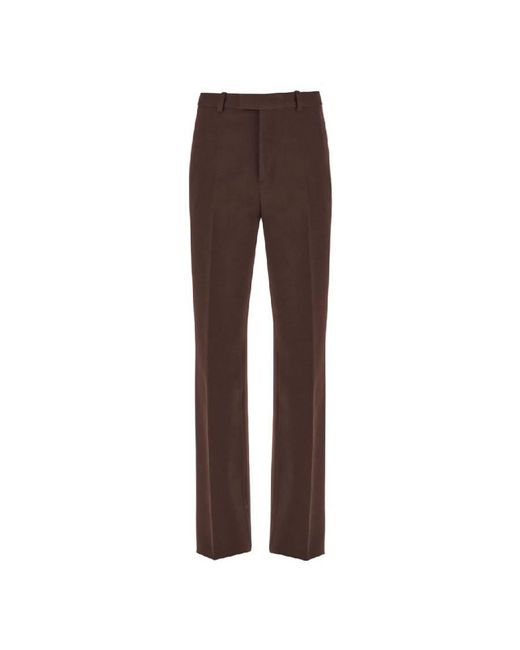 Ferragamo Brown Wide-Leg Virgin Wool Tailored Trousers, Brand Size 46 Us for men