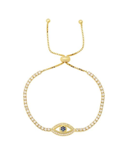 Kylie Harper Metallic 14K Over Cubic Zirconia Cz Evil Eye Adjustable Bracelet
