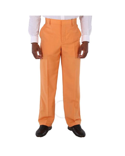 Burberry Orange Amber Mohair Wool-blend Wide Leg Trousers for men