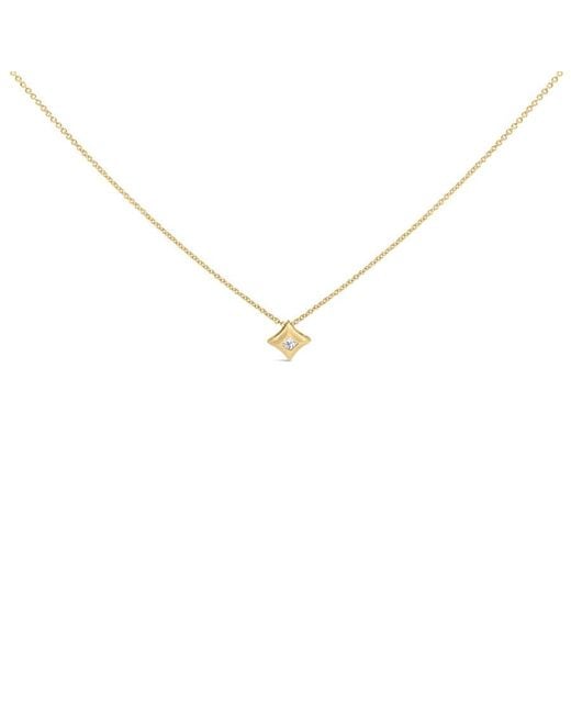 Haus of Brilliance Metallic 10K 1/5 Cttw Bezel Set Princess Diamond Kite Shaped Solitaire Pendent Necklace