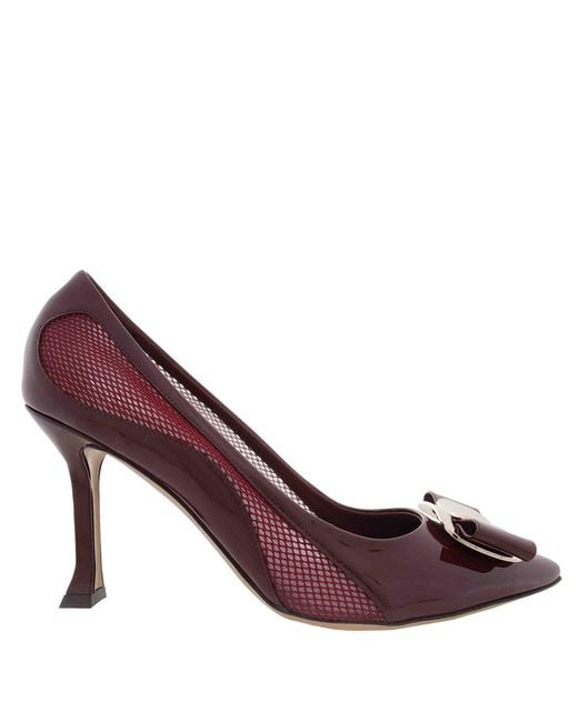 Ferragamo Purple Ferragamo New Vara Mesh Insert Pumps