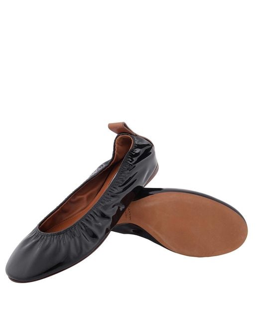 Lanvin Black Patent Leather Ballerina Flats, Brand Size 35 Us