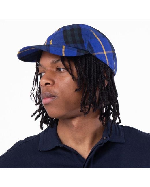 Burberry Blue Checker Linen Baseball Cap