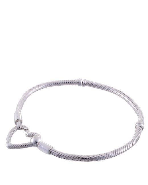 Pandora Metallic Snake Chain Sterling Bracelet With Heart Clasp for men