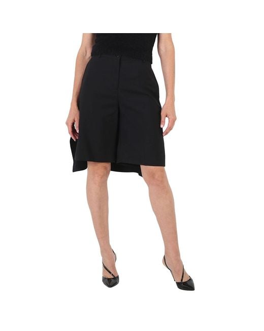 Burberry Black Ladies Geometric Print Panel Mohair Wool Shorts, Brand Size 10 (Us