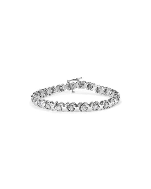 Haus of Brilliance White 10K 2.00 Cttw Round-Cut Diamond "Xoxo" Link 7" Bracelet (I-J Color, I2-I3 Clarity)
