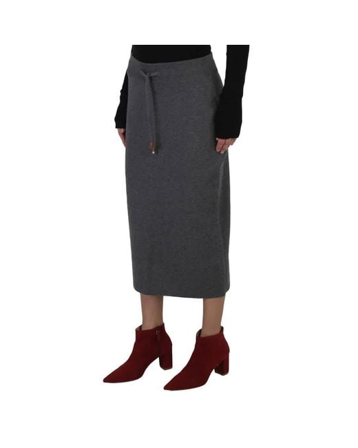 Burberry Gray Leanora Logo Cashmere-blend Drawstring Skirt