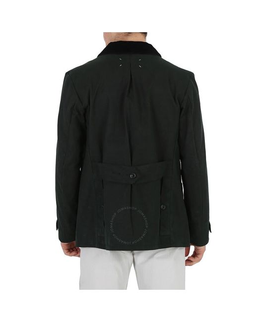 Maison Margiela Black Petrol Waxed Cotton Sports Jacket for men