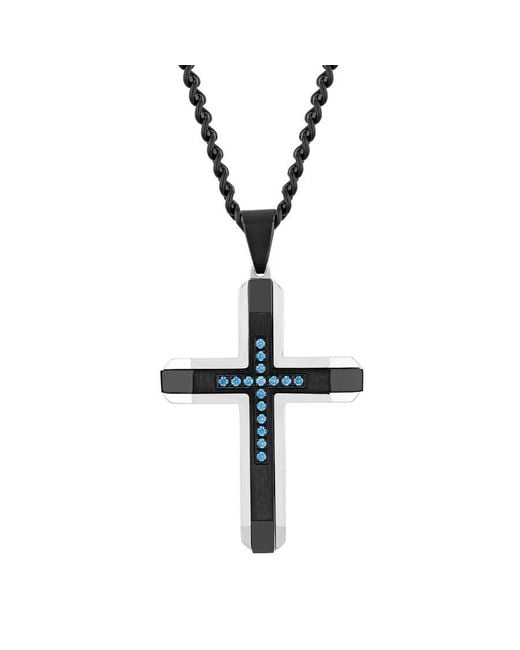 Robert Alton Metallic 1/10Ctw Diamond Stainless Steel & Cross Pendant for men