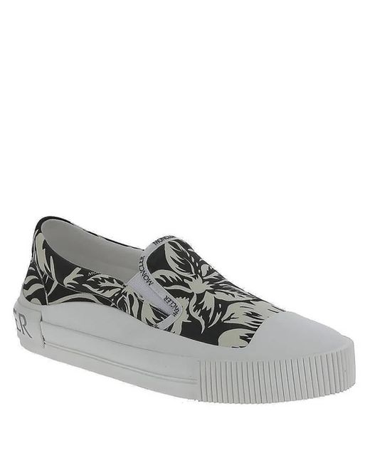 Moncler Black Glissiere Floral Print Slip-on Sneakers for men