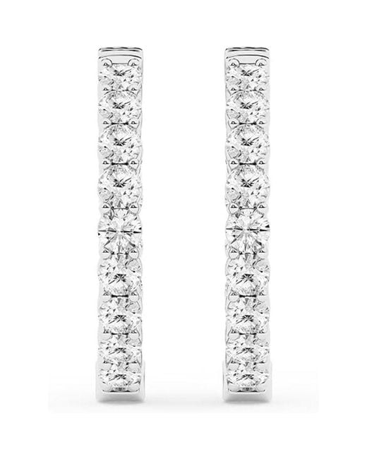 Brilliant Diamond White 2.00 Carat Round Lab Grown Inside Out Diamond Hoop Earrings for men