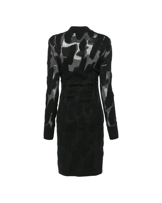 Ferragamo Black Ferragamo 3D-Knit Semi-Sheer Midi Dress