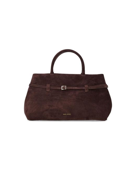 MANU Atelier Brown Le Cambon 35 Suede Bag Deep Calf Leather Tote