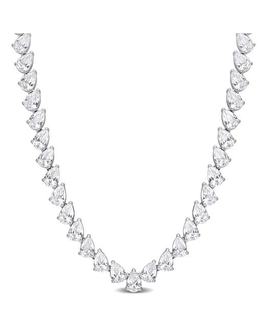 Amour Metallic 39 1/2 Ct Tgw Created Sapphire Teardrop Tennis Necklace
