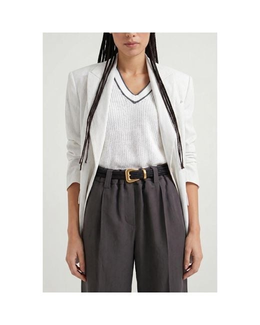 Brunello Cucinelli Gray Woven Belt With Buckle for men