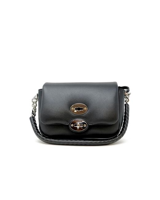 Zanellato Black Postina Ella Piuma Chain Leather Bag