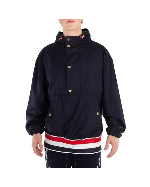 Thom Browne Blue Wool Oversized Anorak for men