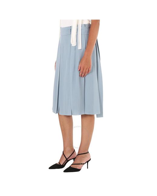 Burberry Blue Waist Pleated Georgette Skirt