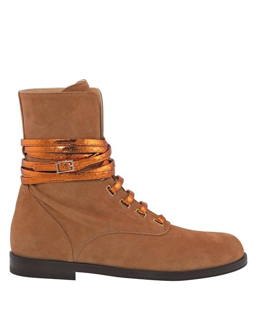Giannico Brown Hailey Calf Suede Lace-up Boots