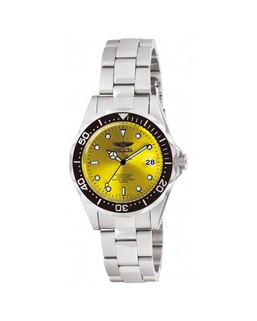Invicta Metallic Pro Diver Yellow Dial Watch for men