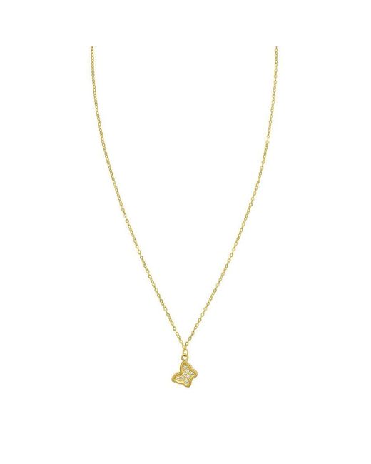 Tresorra Metallic 14K Petite Diamond Butterfly Necklace