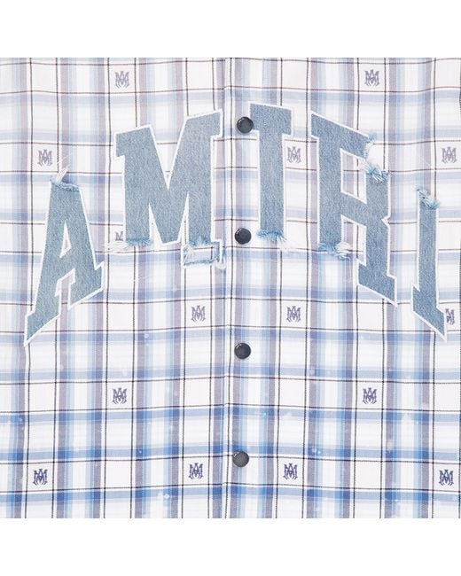 Amiri Blue Cerulean Hooded Cotton Overshirt, Size Xs/S (Youth for men