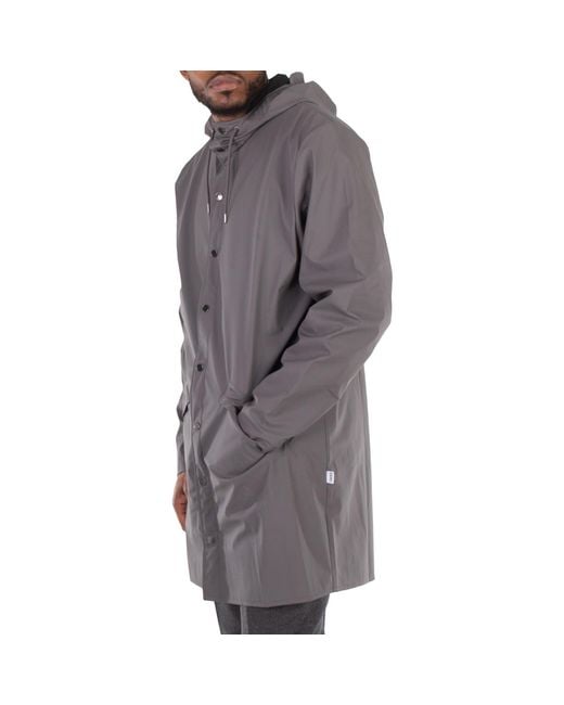 Rains Gray Lightweight Waterproof Long Jacket for men
