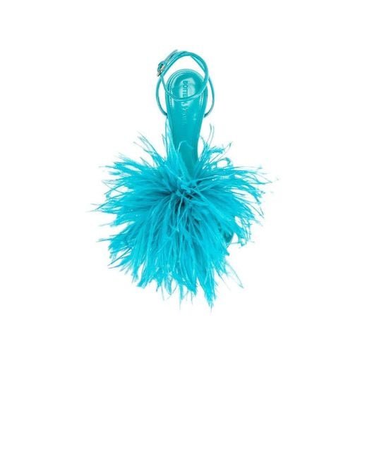 Bottega Veneta Blue 100Mm Dot Feather-Detailed Sandals