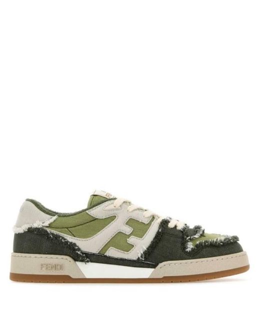 Fendi Green Match Denim Low-Top Sneakers, Brand Size 6 Us for men