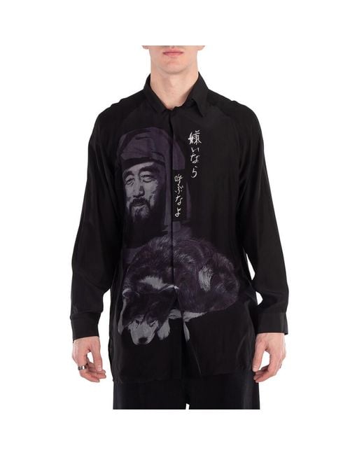 Yohji Yamamoto Black Oversized Silk Shirt for men