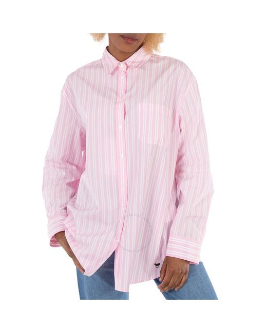 Max Mara Pink Weekend Amati Long Sleeve Striped Cotton Shirt